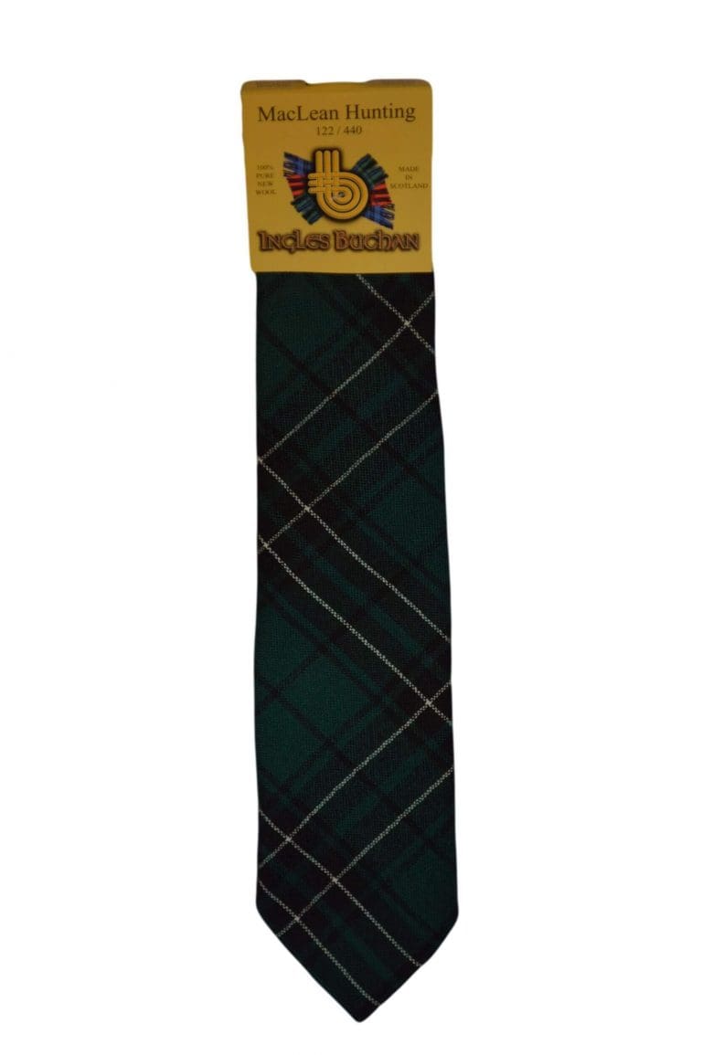 Men's Wool Tartan Tie - MacLean Hunting Modern - Green