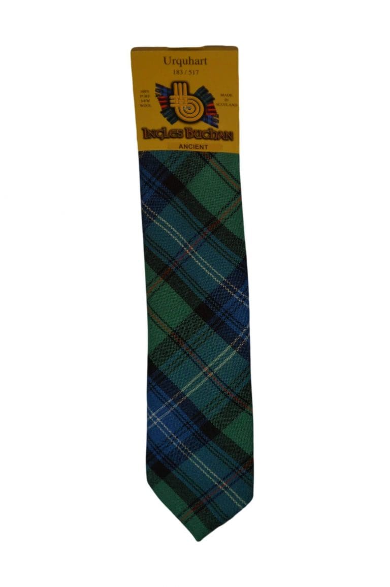 Men's Wool Tartan Tie - Urquhart Ancient - Green, Blue