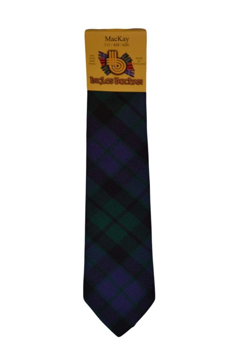 Men's Wool Tartan Tie - MacKay Modern - Navy