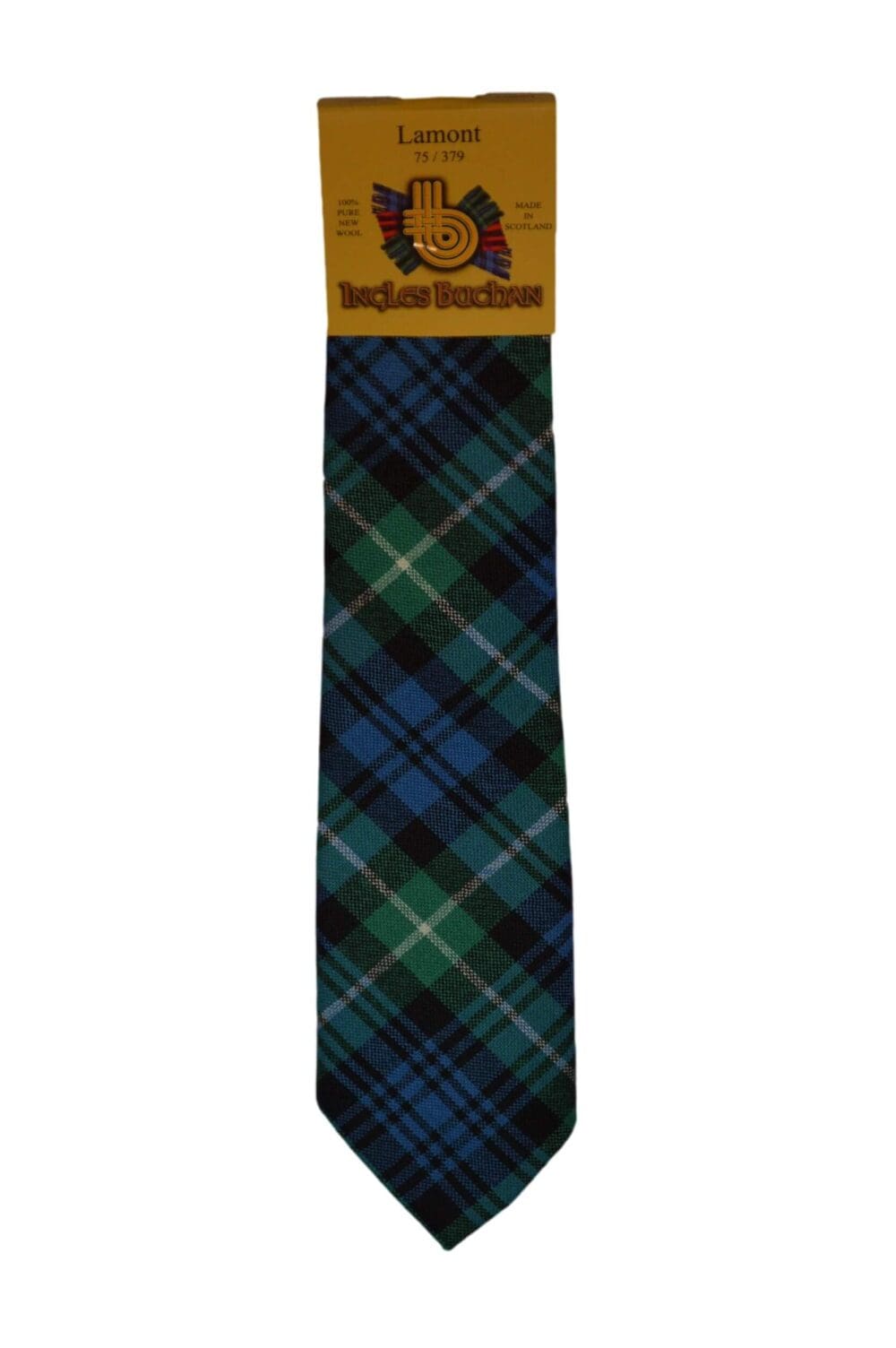 Men's Wool Tartan Tie - Lamont Ancient - Green, Blue