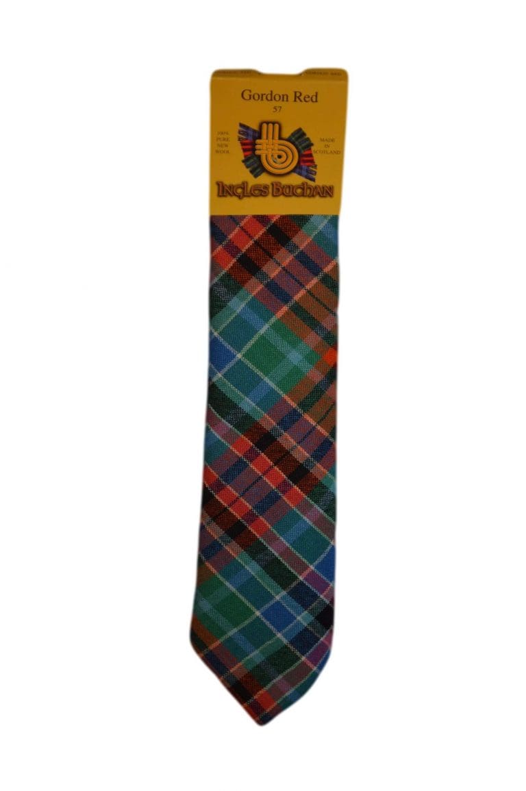 Men's Wool Tartan Tie - Gordon Red Ancient - Red, Green, Blue