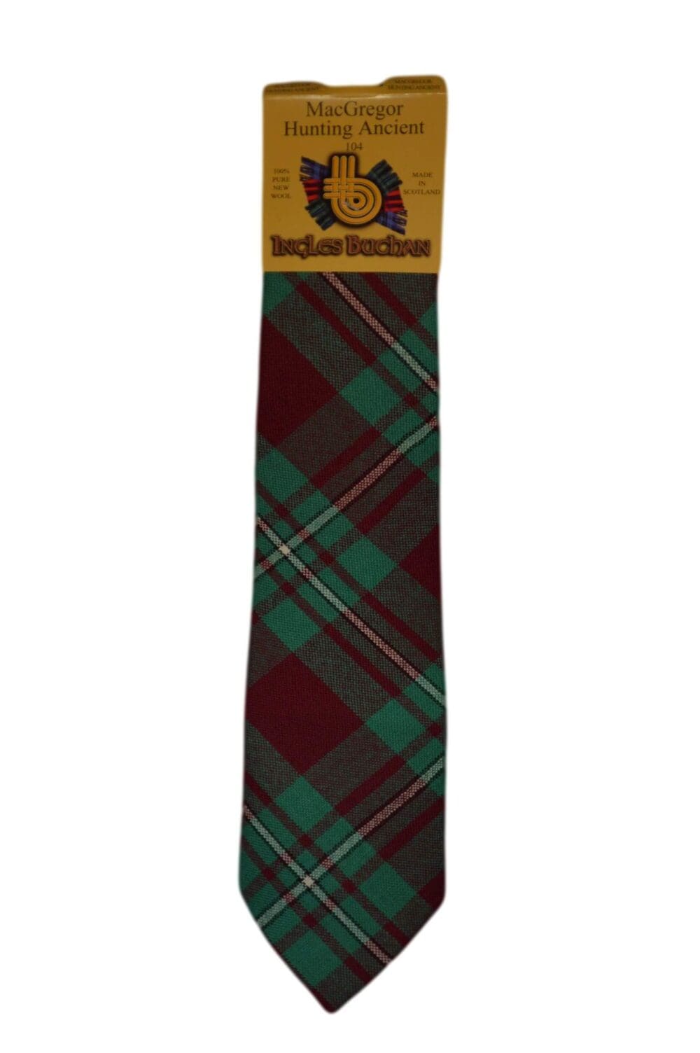 Men's Wool Tartan Tie - MacGregor Hunting Ancient - Burgundy, Green