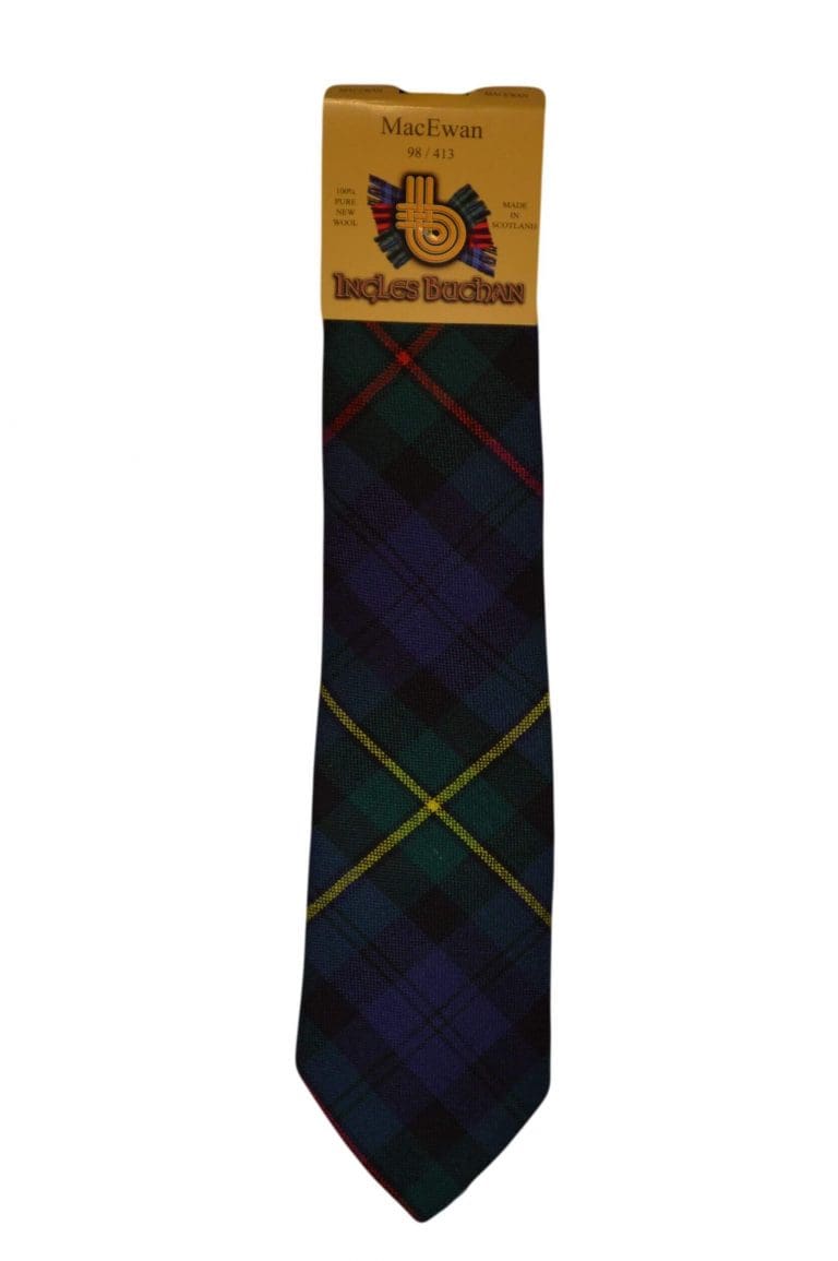 Men's Wool Tartan Tie - MacEwan Modern - Navy