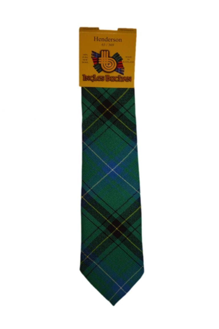 Men's Wool Tartan Tie - Henderson Ancient - Green, Yellow