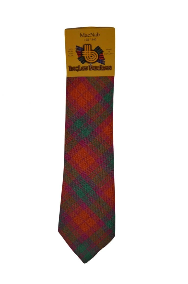 Men's Wool Tartan Tie - MacNab Ancient - Orange, Green