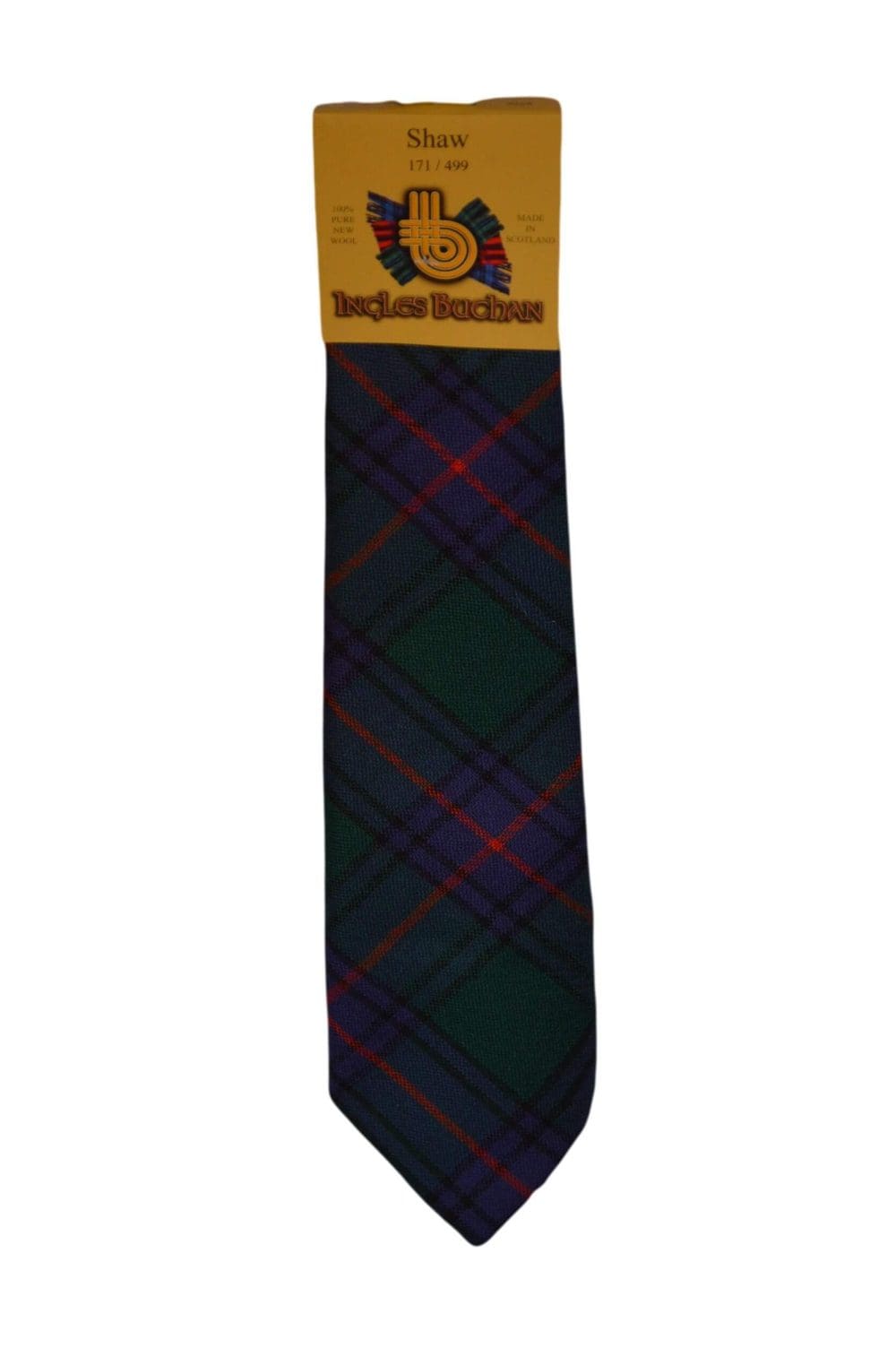 Men's Wool Tartan Tie - Shaw Modern - Green, Navy