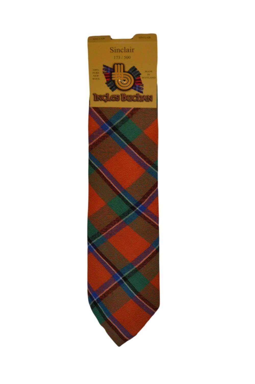 Men's Wool Tartan Tie - Sinclair Ancient - Orange