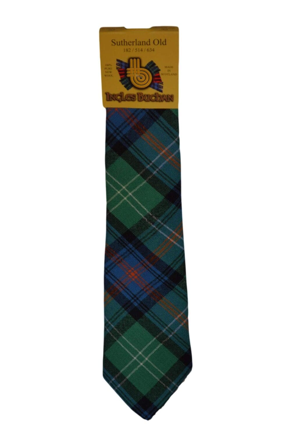 Men's Wool Tartan Tie - Sutherland Old Modern - Navy, Green