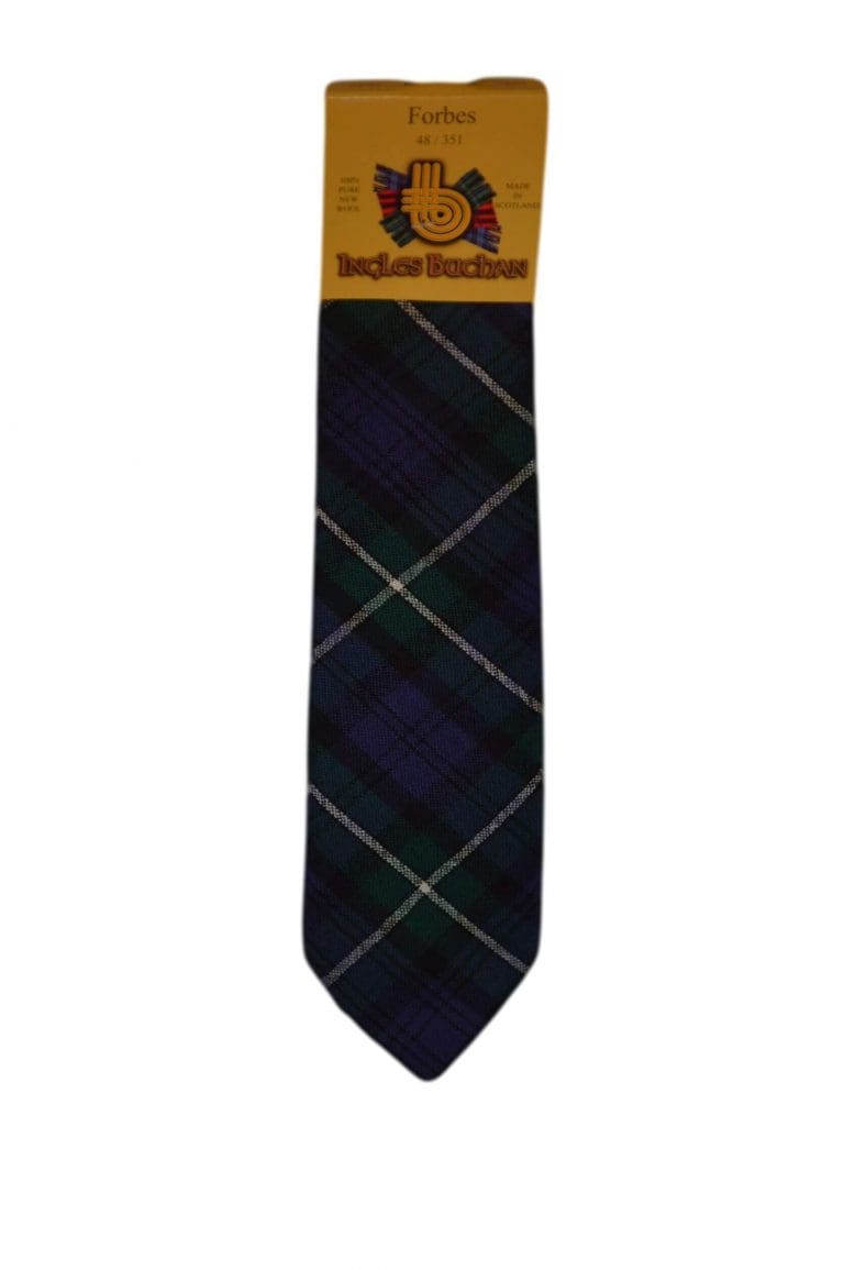 Men's Wool Tartan Tie - Forbes Modern - Navy, Green, White