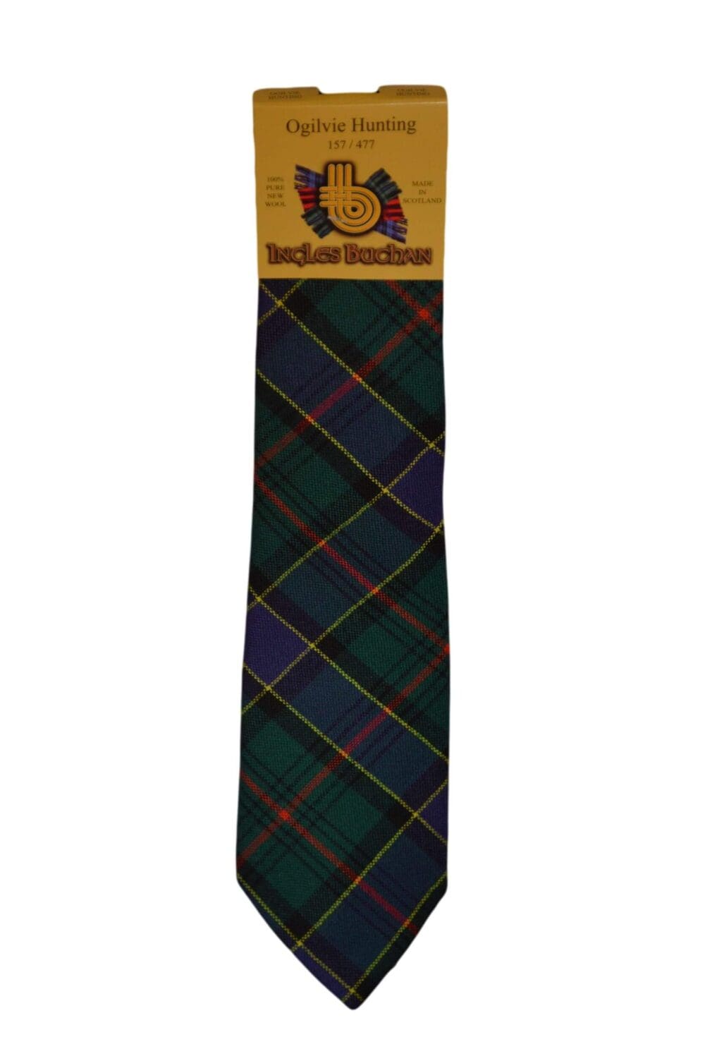 Men's Wool Tartan Tie - Ogilvie Hunting Modern - Green