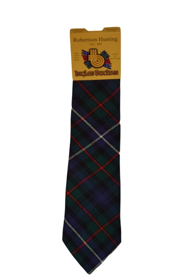 Men's Wool Tartan Tie - Robertson Hunting Modern - Navy