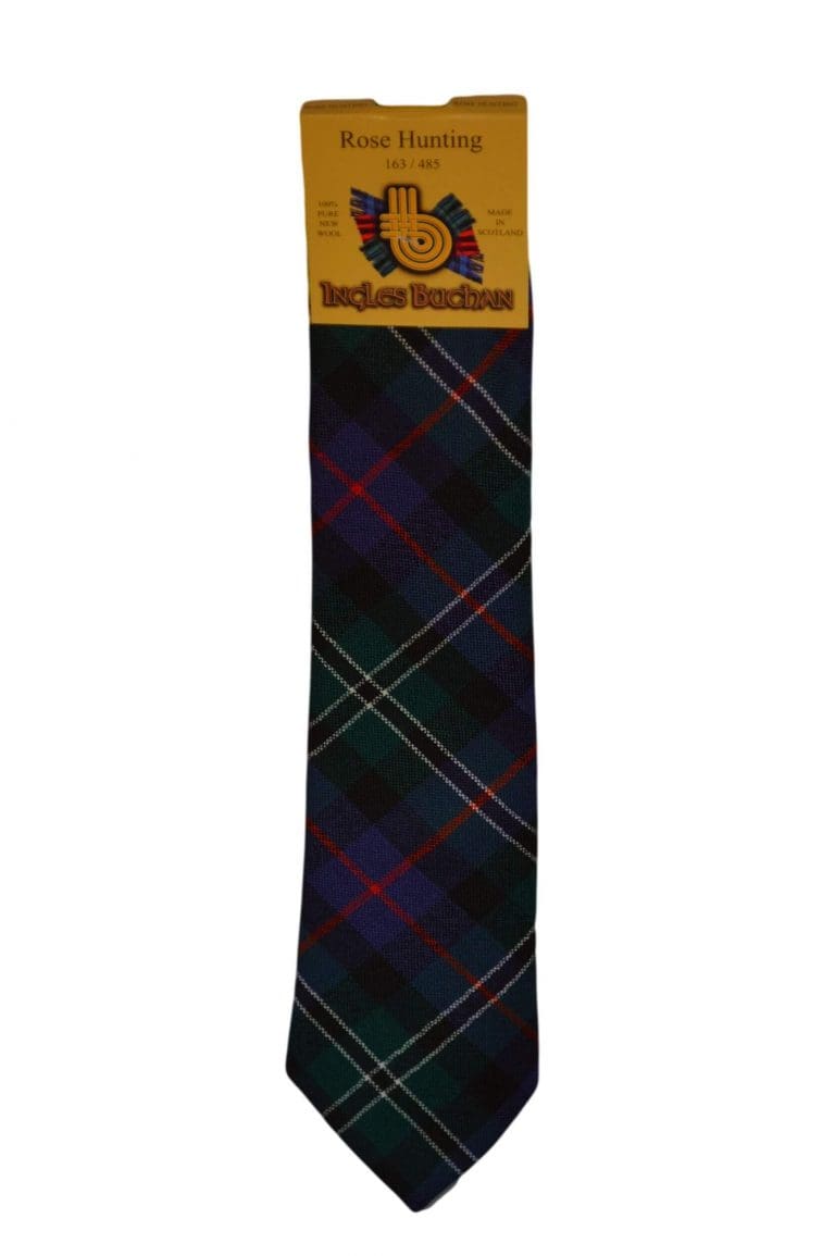 Men's Wool Tartan Tie - Rose Hunting Modern - Navy