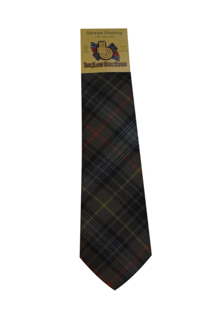 Men's Wool Tartan Tie - Stewart Hunting Weathered