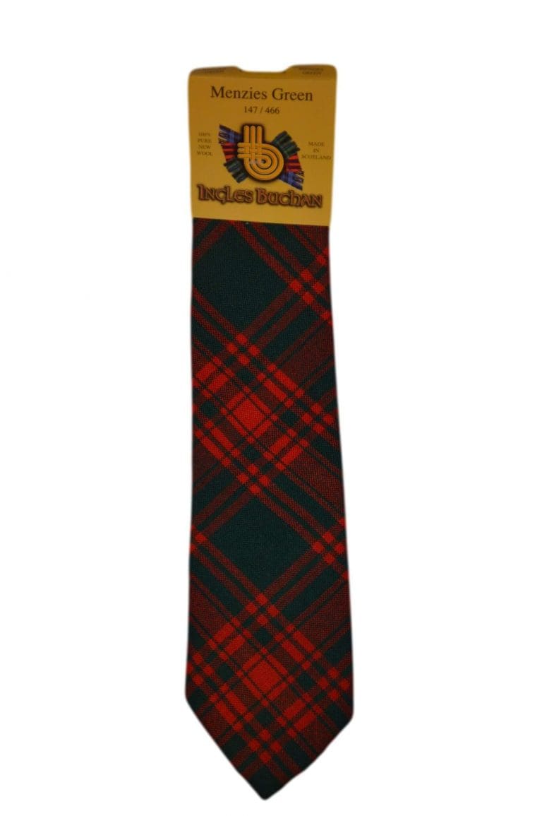 Men's Wool Tartan Tie - Menzies Green Modern