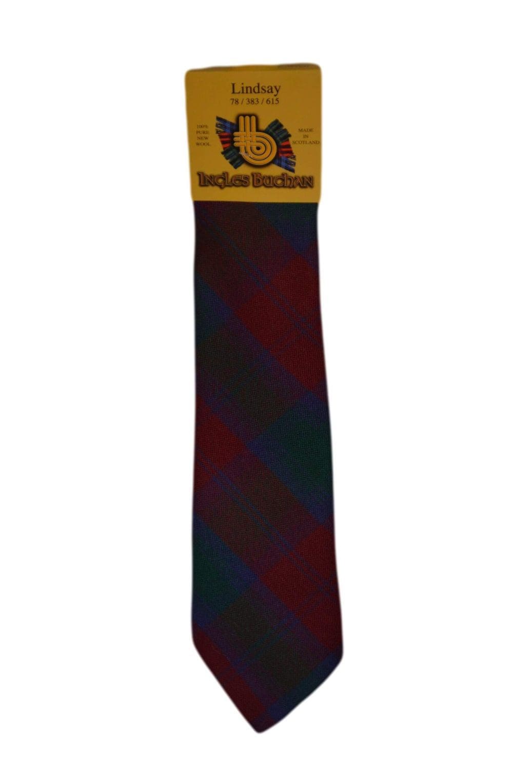 Men's Wool Tartan Tie - Lindsay Modern - Burgundy, Green