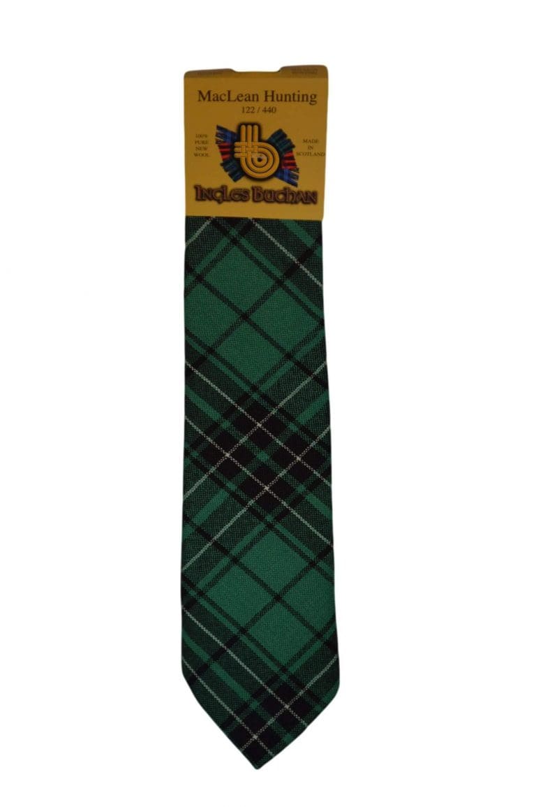 Men's Wool Tartan Tie - MacLean Hunting Ancient - Green