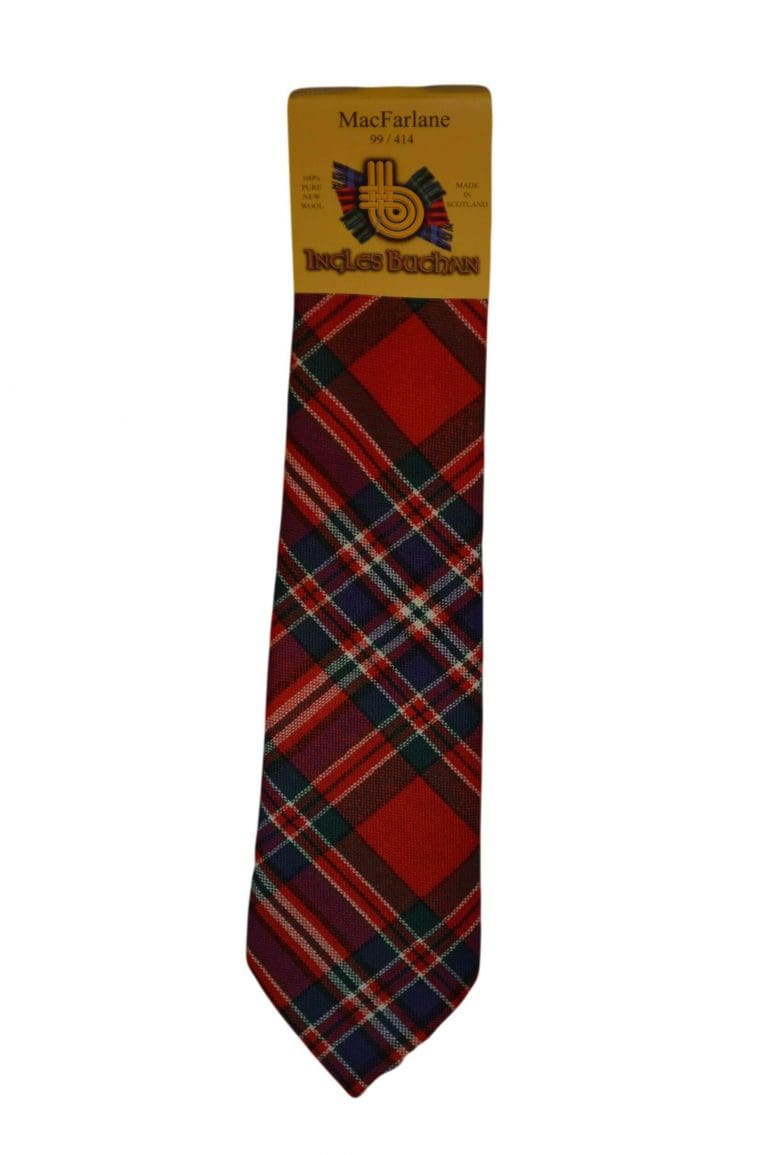 Men's Wool Tartan Tie - MacFarlane Modern - Red