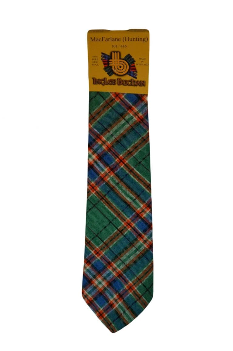 Men's Wool Tartan Tie - MacFarlane Hunting Ancient - Green