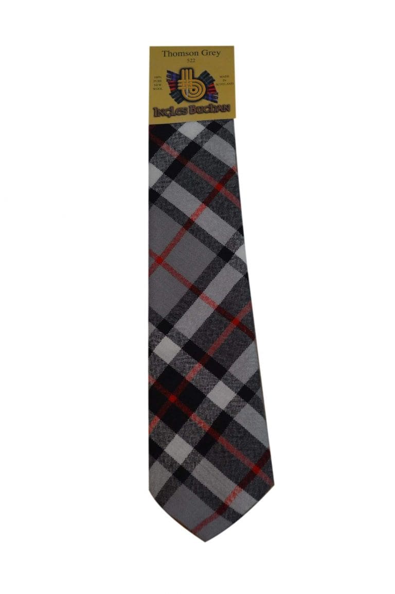 Men's Wool Tartan Tie - Thomson Grey Modern