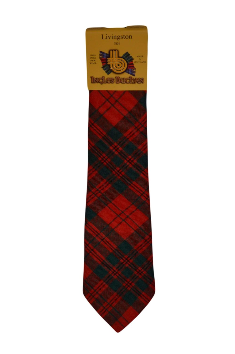 Men's Wool Tartan Tie - Livingstone Modern - Red, Green