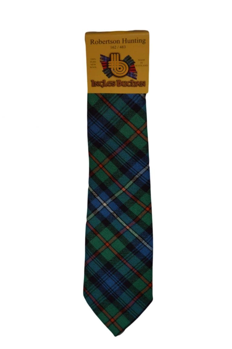 Men's Wool Tartan Tie - Robertson Hunting Ancient - Green