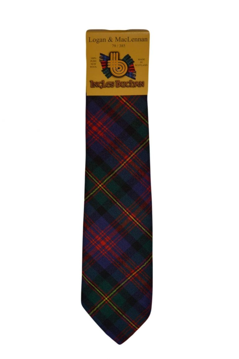 Men's Wool Tartan Tie - Logan & MacLennan Modern - Green, Navy, Red