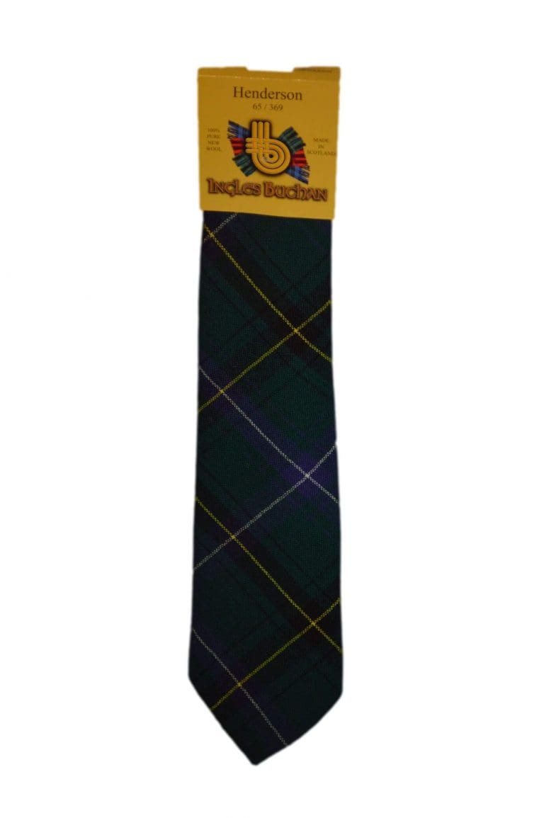 Men's Wool Tartan Tie - Henderson Modern - Green, Yellow