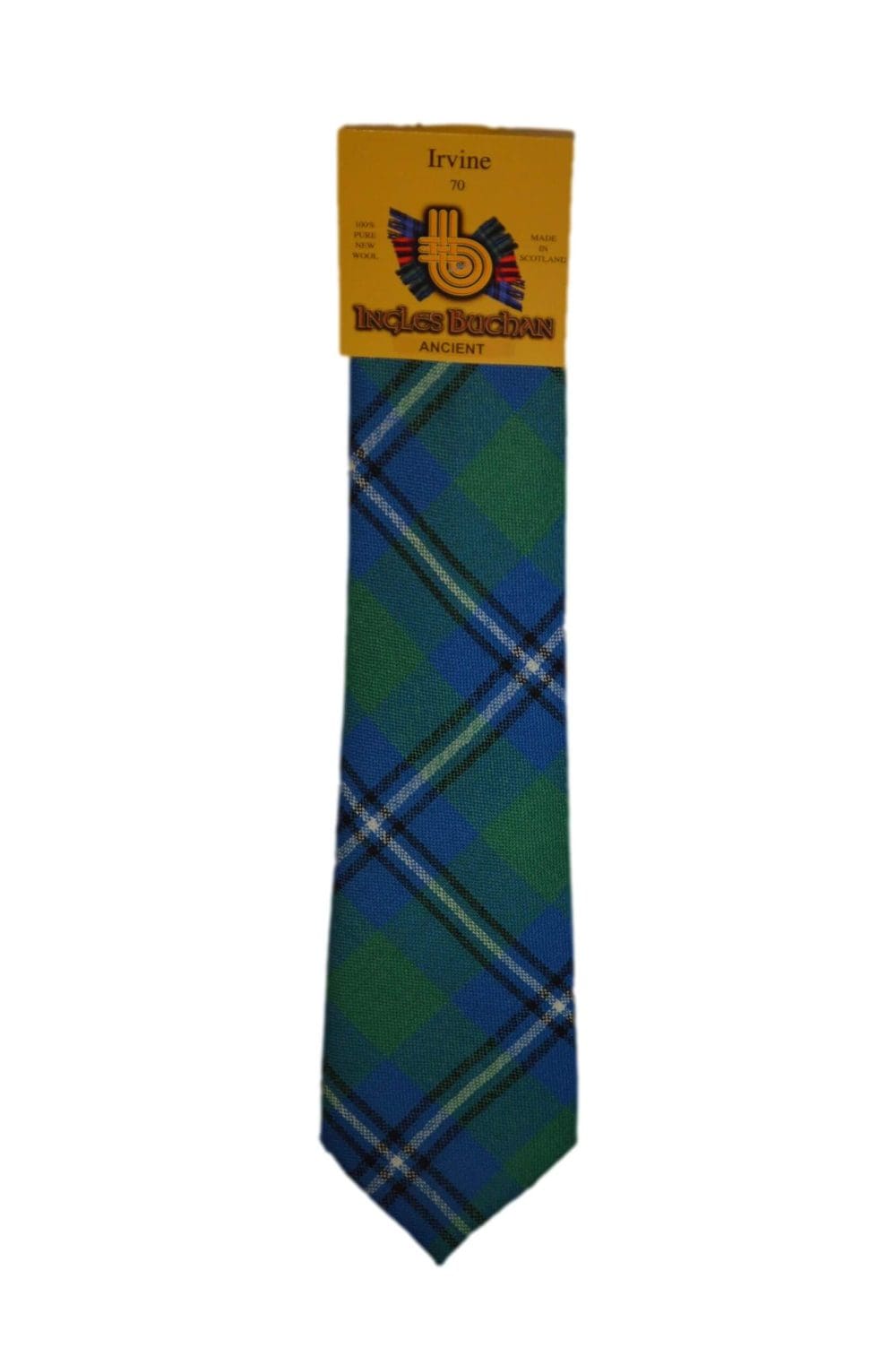 Men's Wool Tartan Tie - Irvine Ancient - Green, Blue