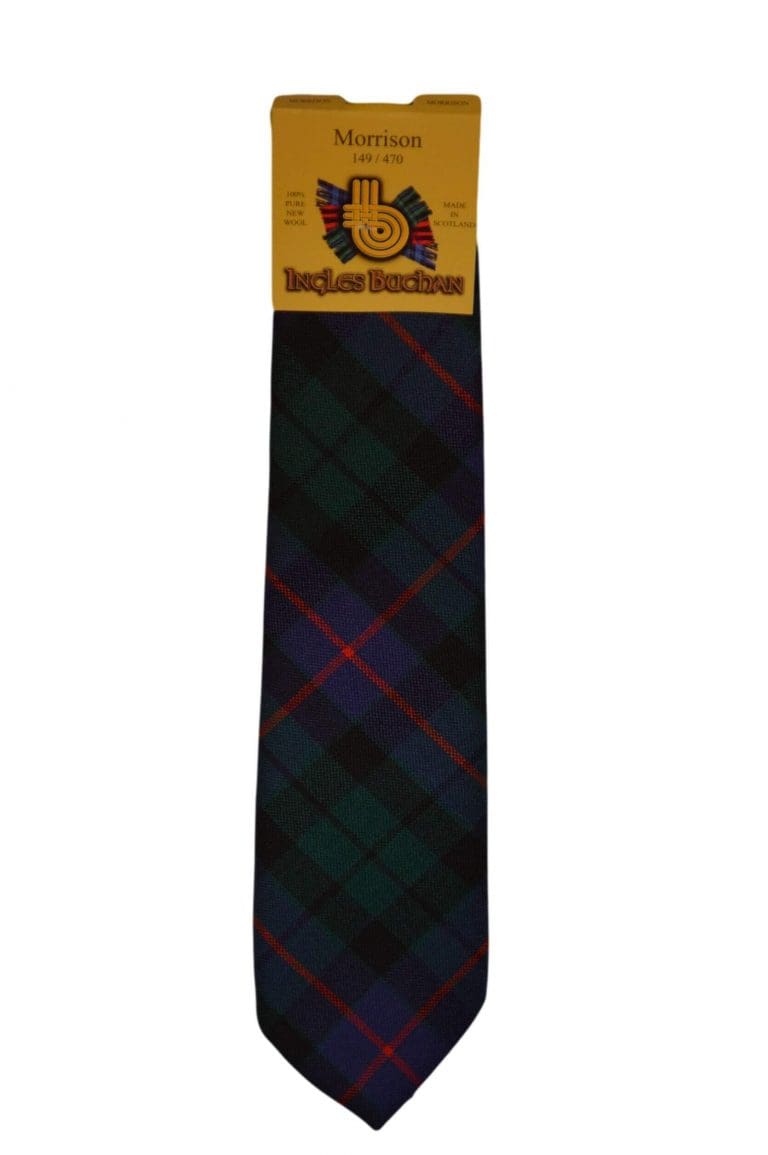 Men's Wool Tartan Tie - Morrison Modern - Green, Navy