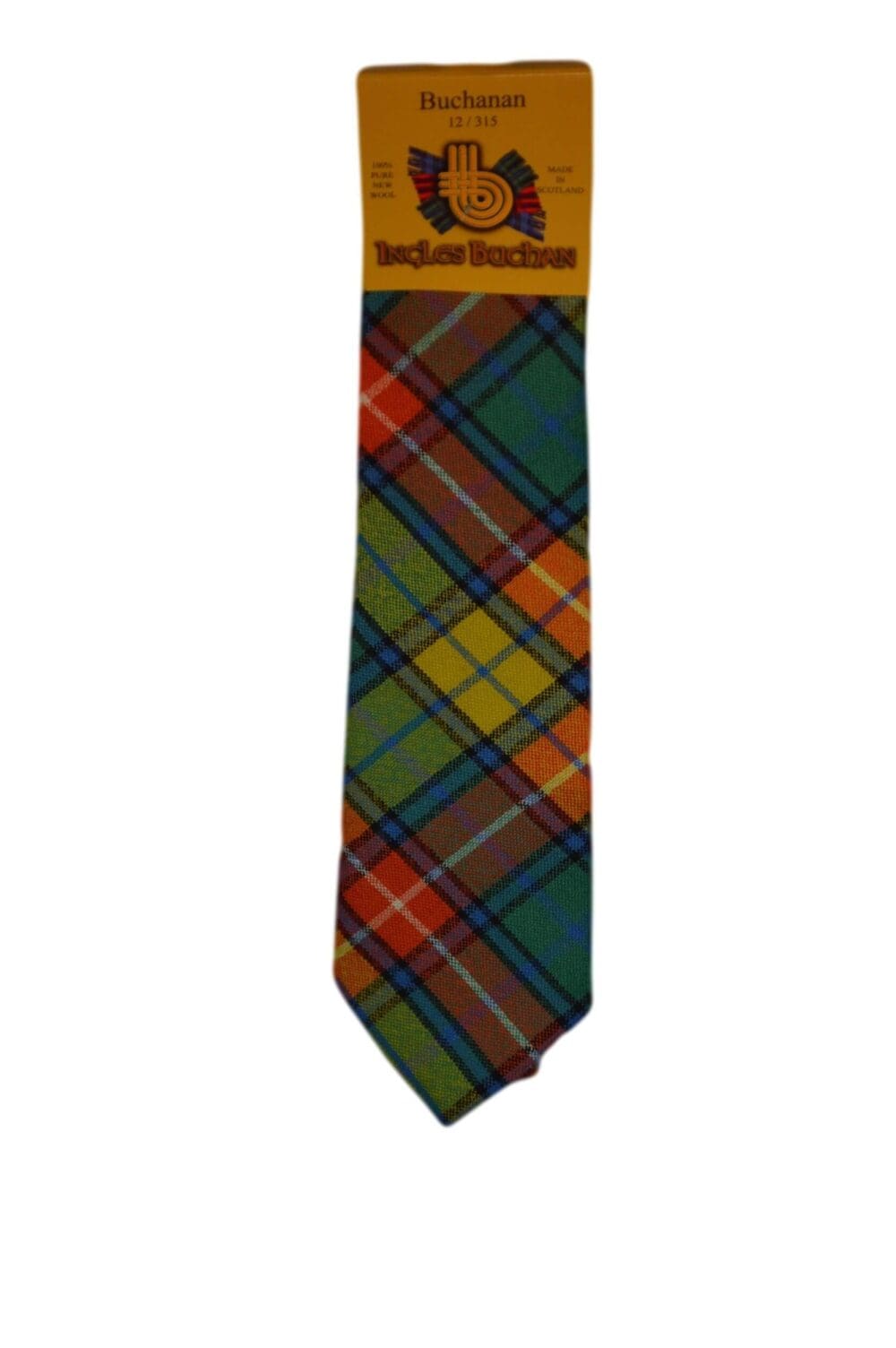 Men's Wool Tartan Tie - Buchanan Ancient - Red, Green, Yellow