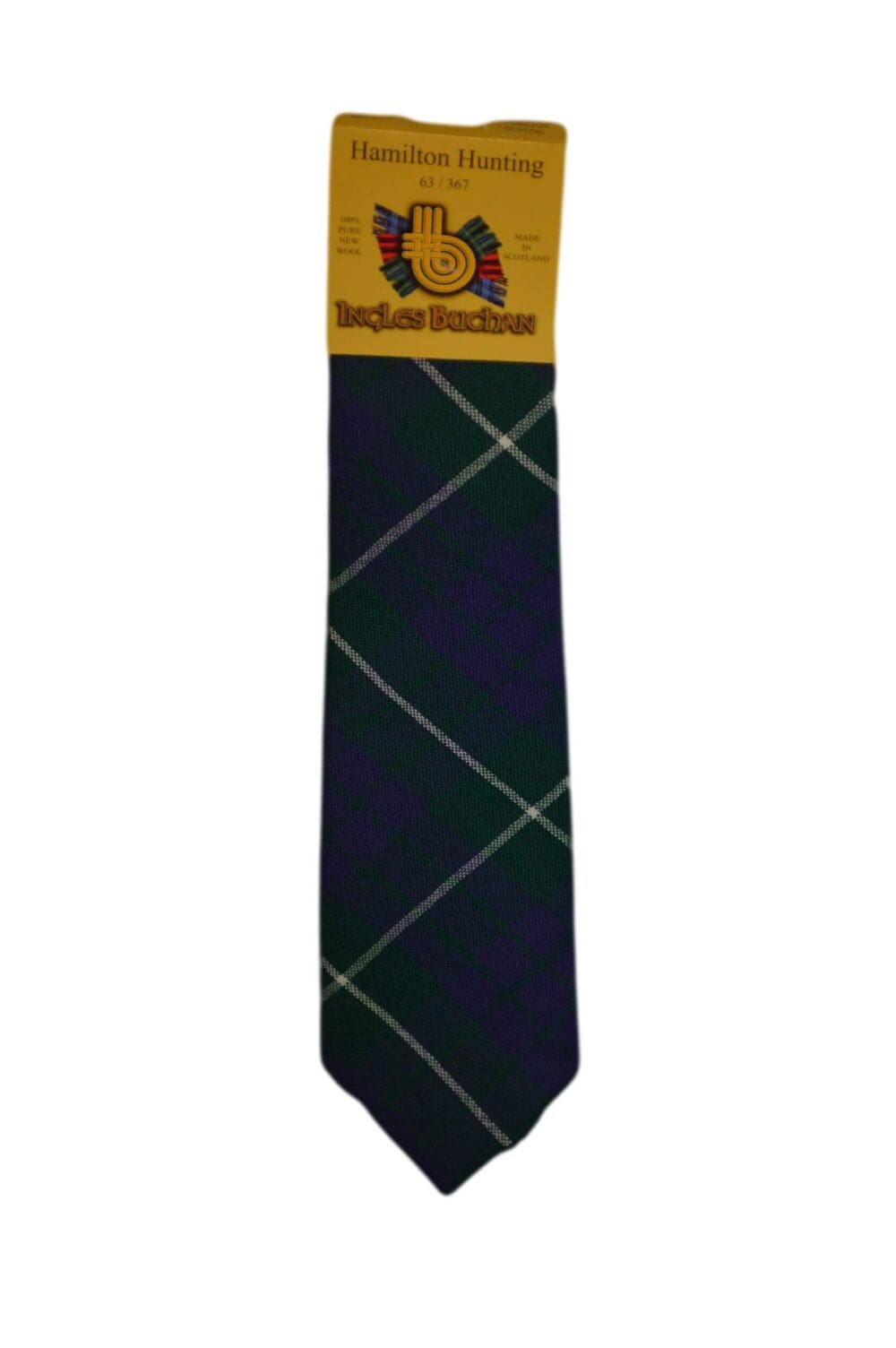 Men's Wool Tartan Tie - Hamilton Hunting Modern - Green, Navy, White