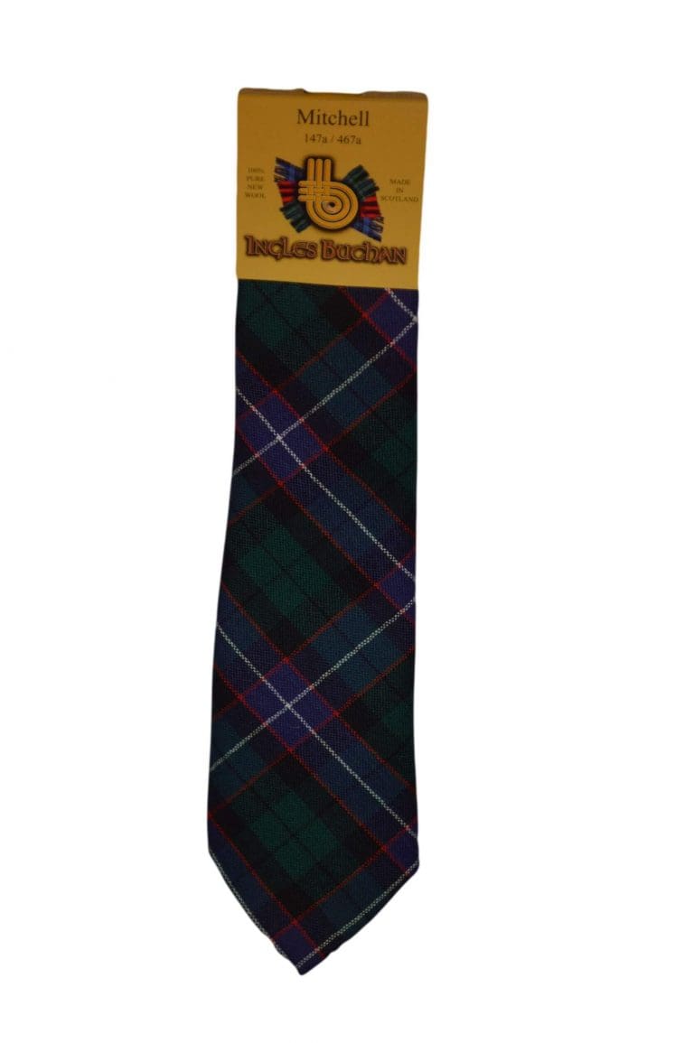 Men's Wool Tartan Tie - Mitchell Modern - Green Navy