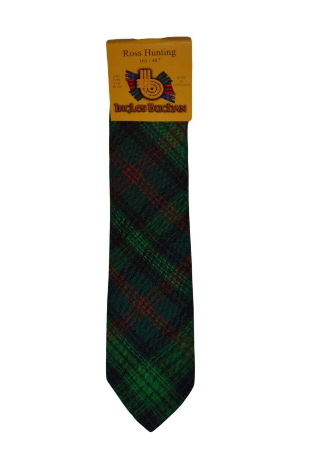 Men's Wool Tartan Tie - Ross Hunting Modern - Green