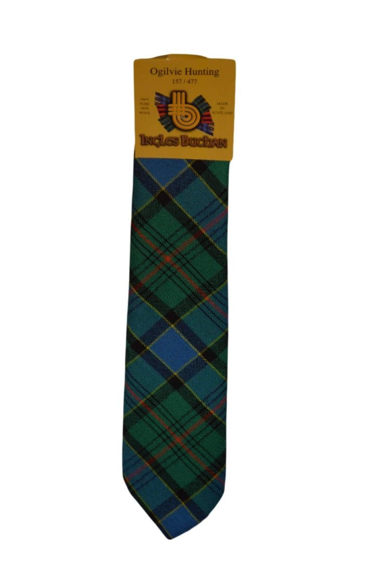 Men's Wool Tartan Tie - Ogilvie Hunting Ancient - Green