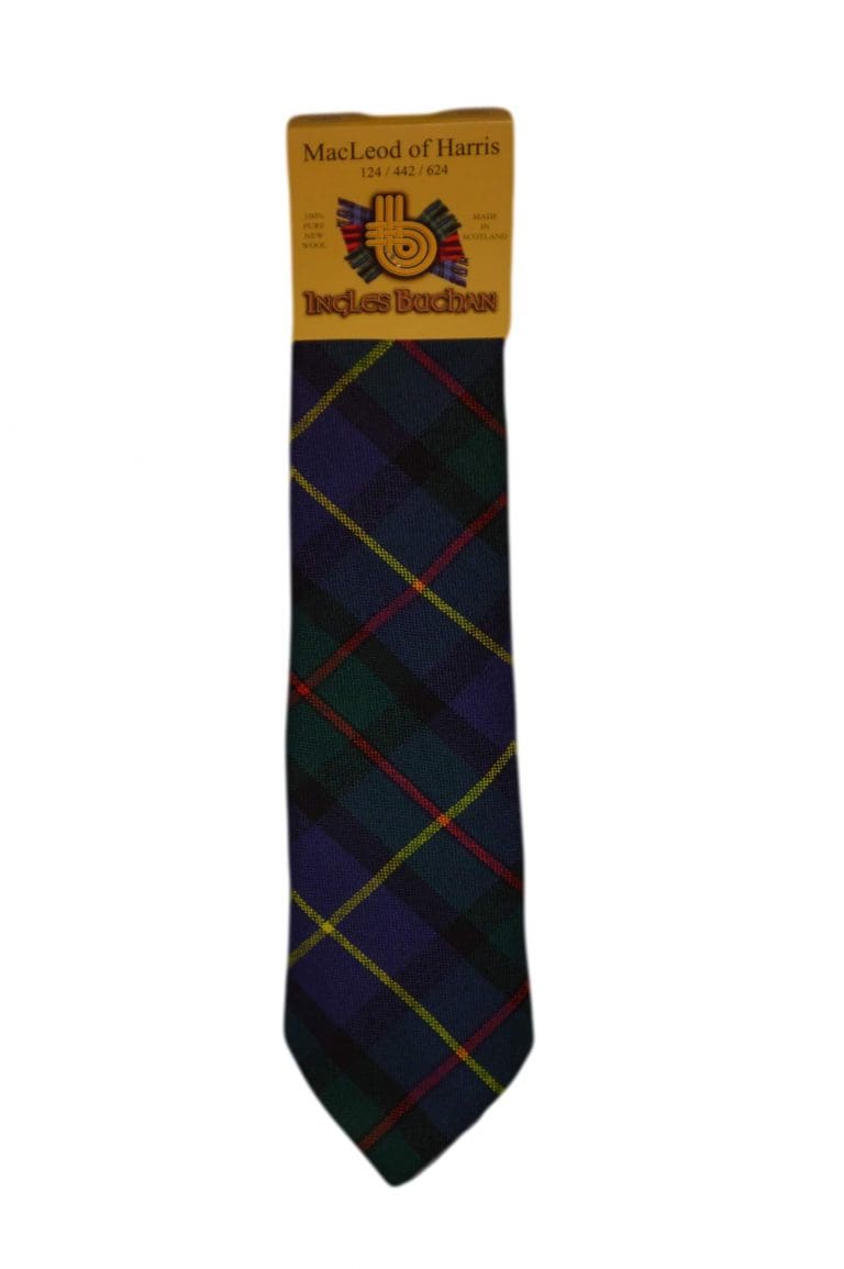 Men's Wool Tartan Tie - MacLeod Harris Modern - Blue.Green, Red