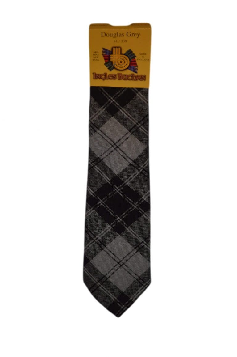 Men's Wool Tartan Tie - Douglas Grey - Grey, Black