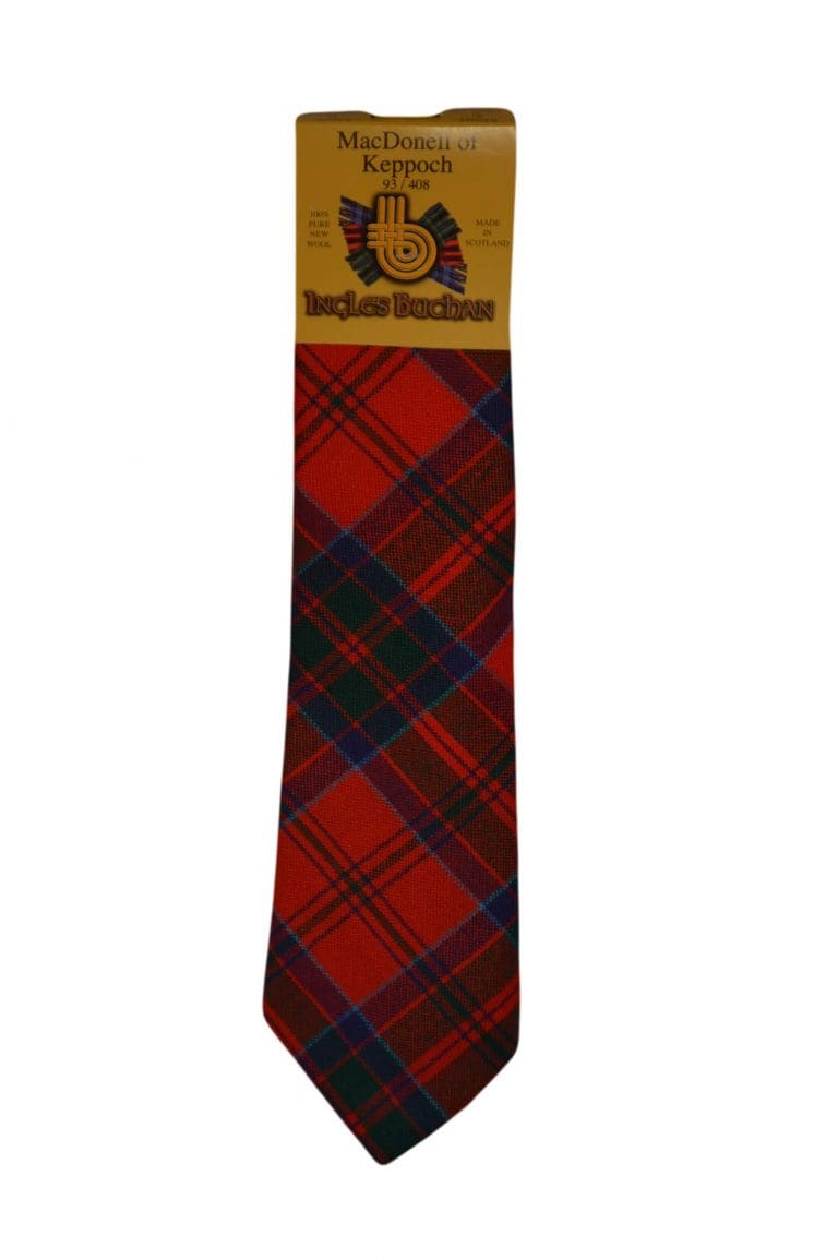 Men's Wool Tartan Tie - MacDonell of Keppoch - Red