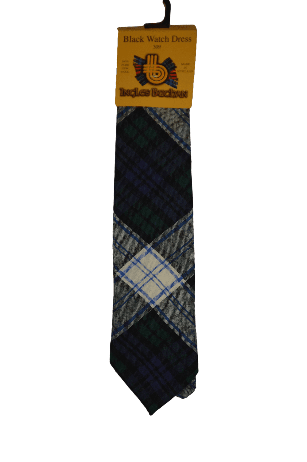 Men's Wool Tartan Tie - Black Watch Dress - Green, Blue, White