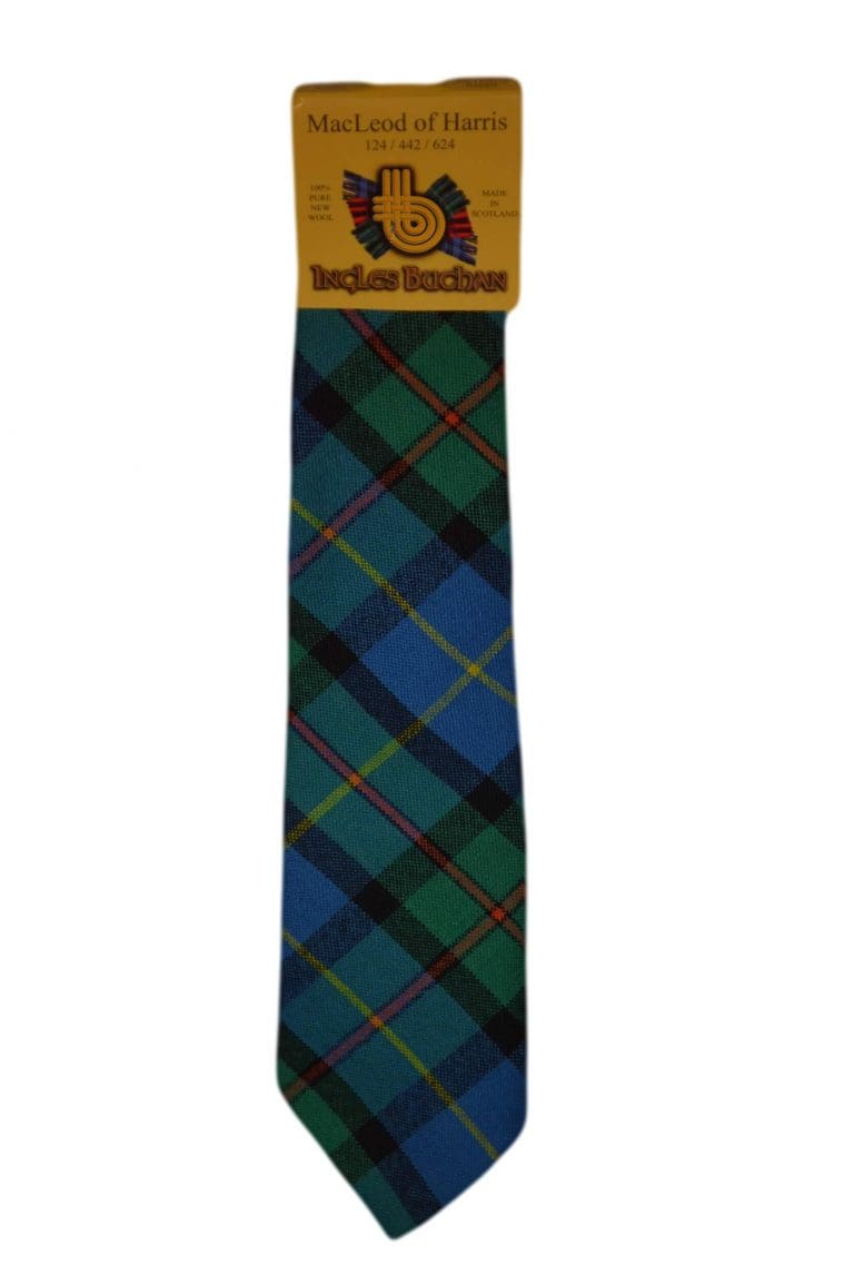 Men's Wool Tartan Tie - MacLeod Harris Ancient - Blue.Green, Red