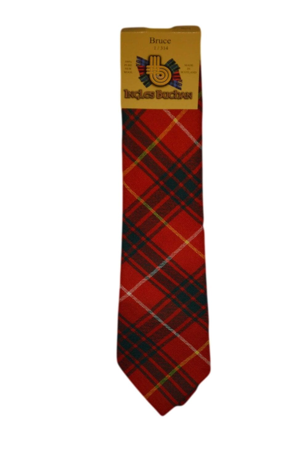 Men's Wool Tartan Tie - Bruce Modern - Red, Yellow