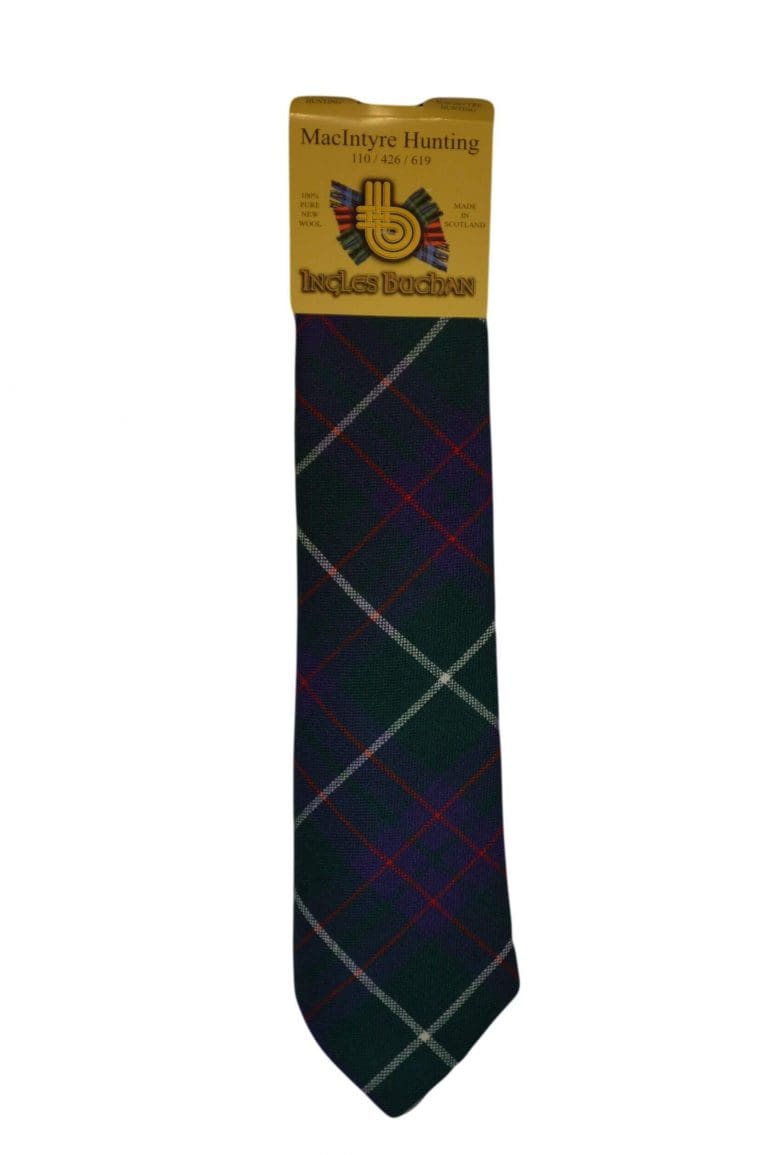 Men's Wool Tartan Tie - MacIntyre Hunting Modern - Navy