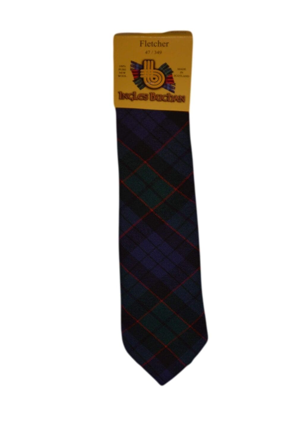 Men's Wool Tartan Tie - Fletcher Modern - Navy, Green, Red