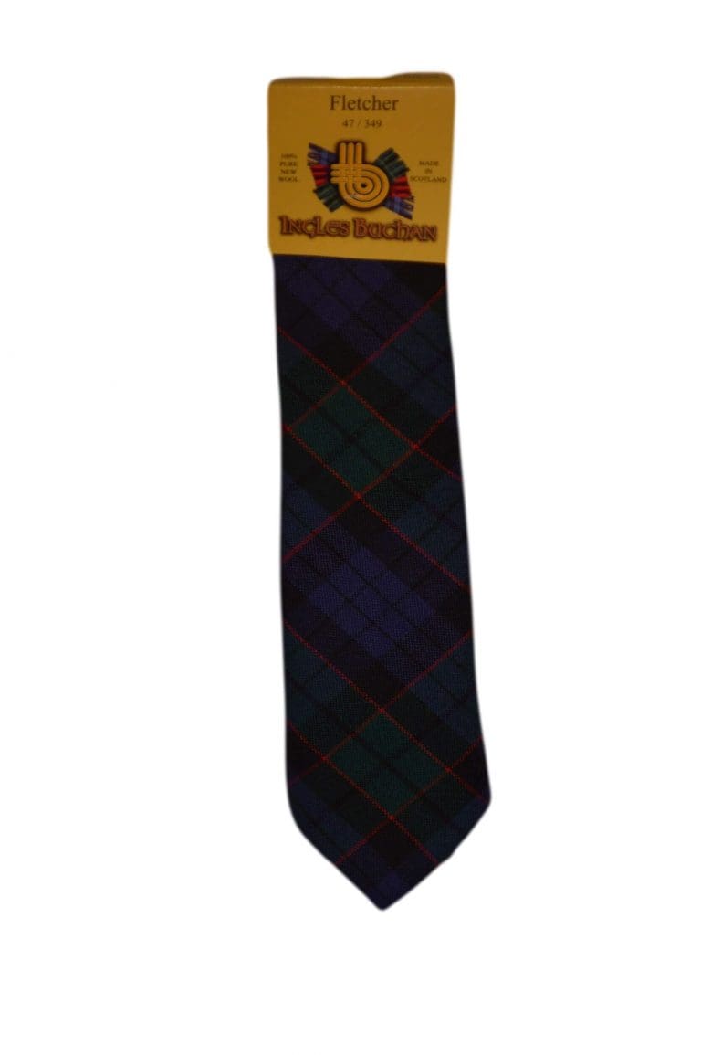 Men's Wool Tartan Tie - Fletcher Modern - Navy, Green, Red