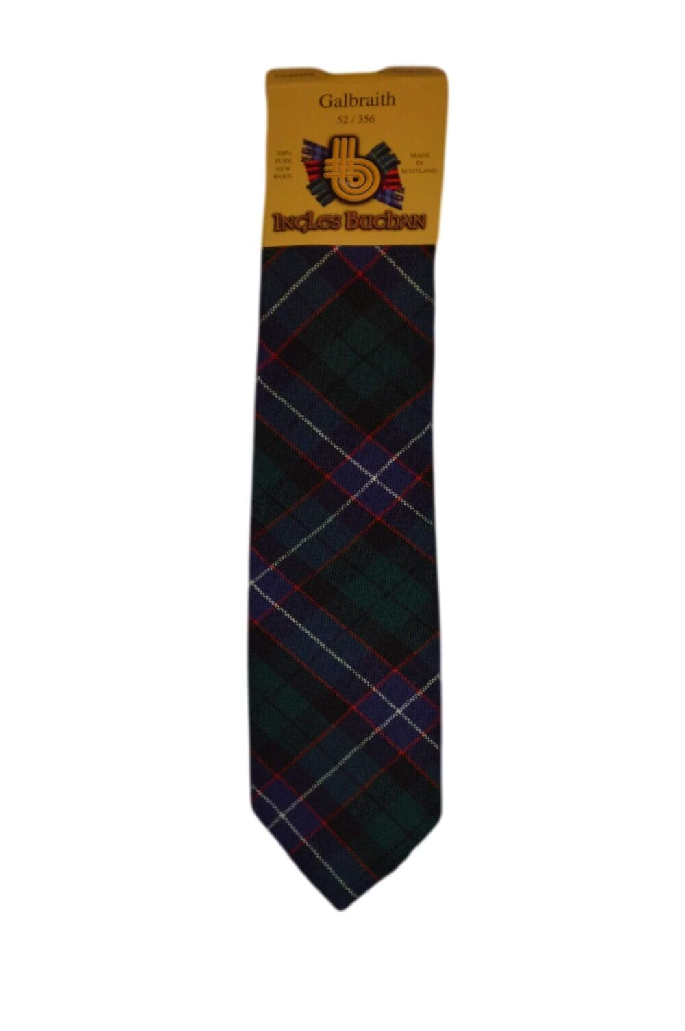 Men's Wool Tartan Tie - Galbraith Modern - Green, Navy, Red