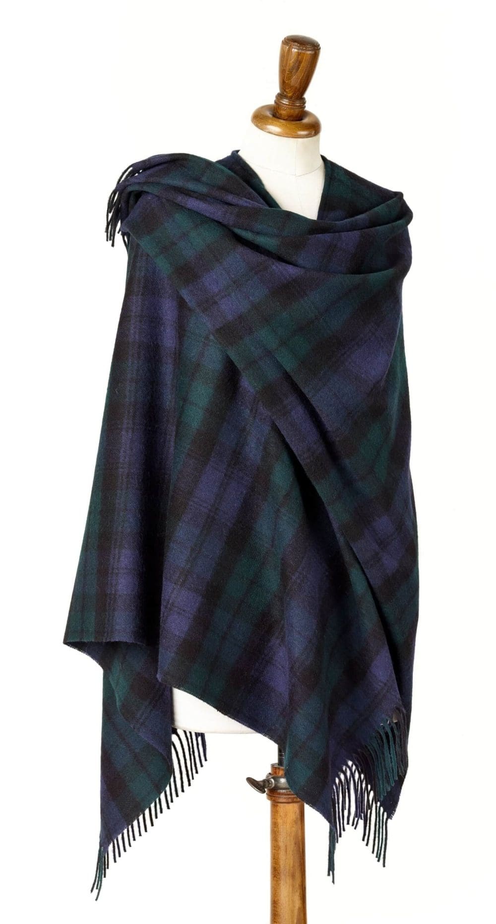 Ladies Black Watch Tartan Lambswool Shawl/Cape