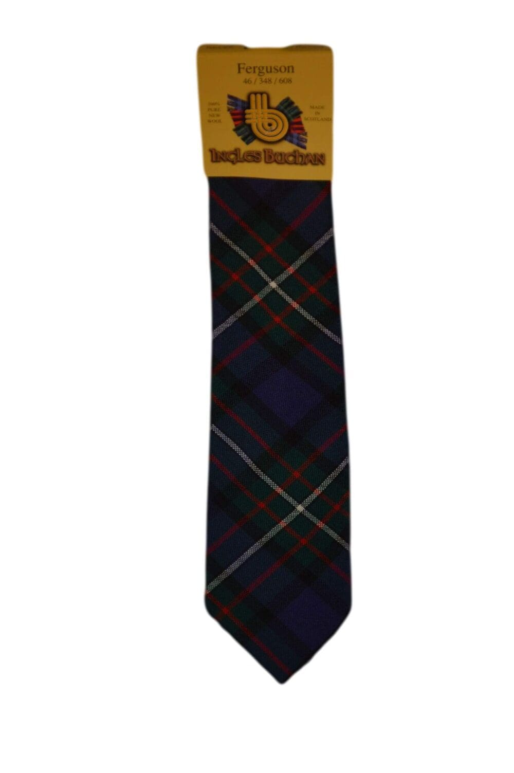 Men's Wool Tartan Tie - Ferguson Modern - Green, Navy, Red, White