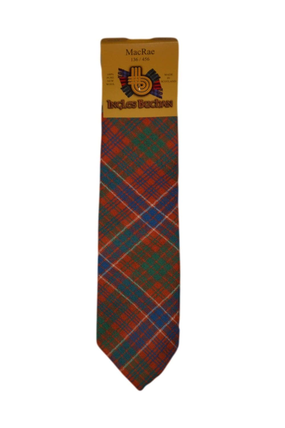 Men's Wool Tartan Tie - MacRae Ancient - Orange