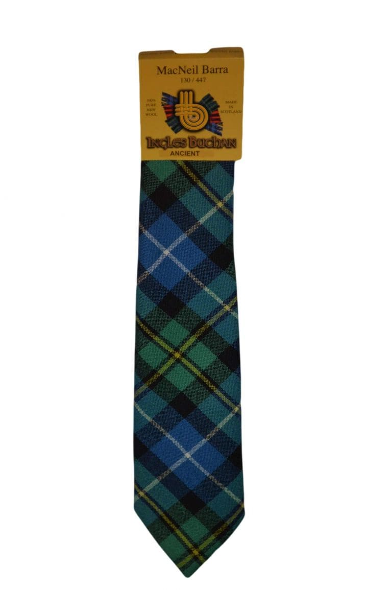 Men's Wool Tartan Tie - MacNeil Barra Ancient - Green