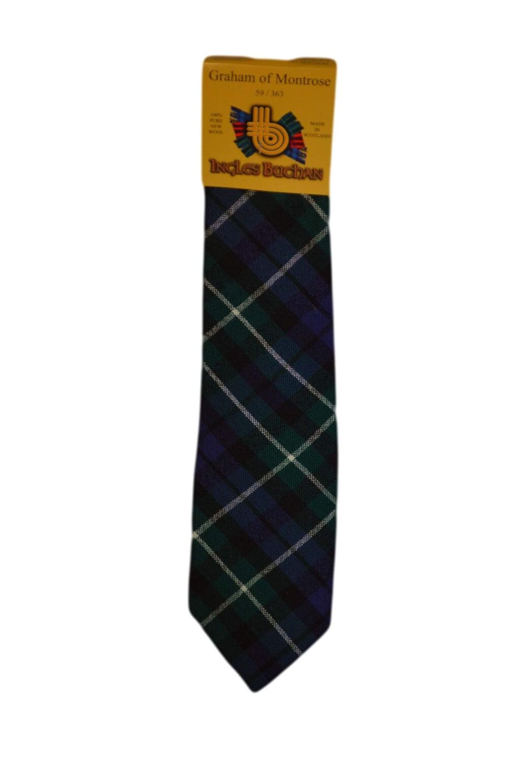 Men's Wool Tartan Tie - Graham Montrose Modern - Navy, Blue, White