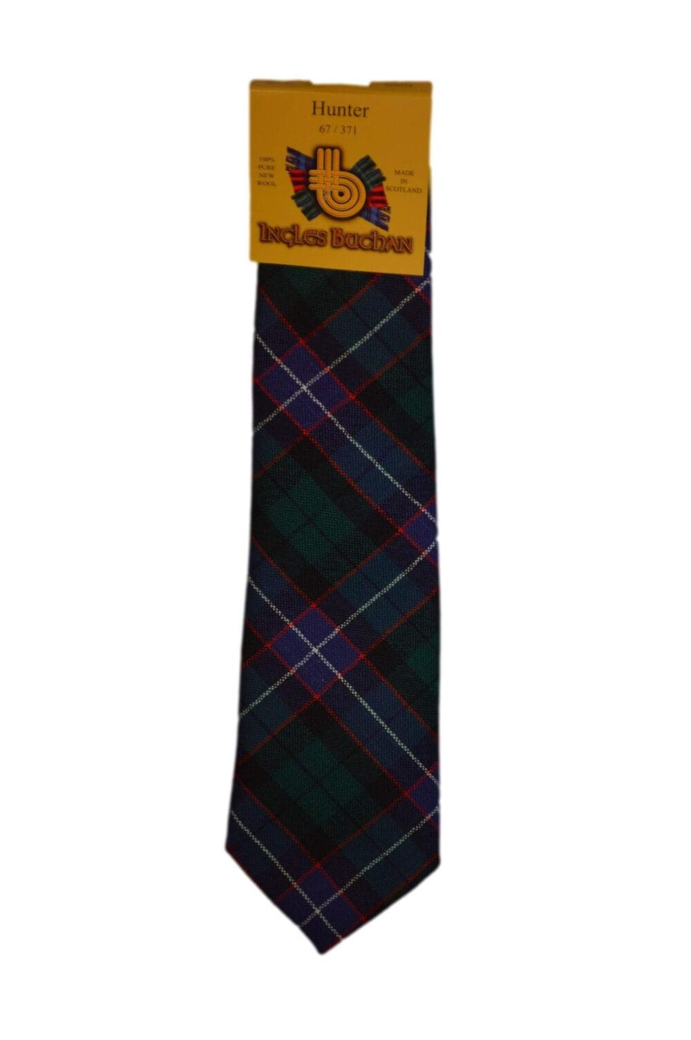 Men's Wool Tartan Tie - Hunter Modern - Green, Blue, Red